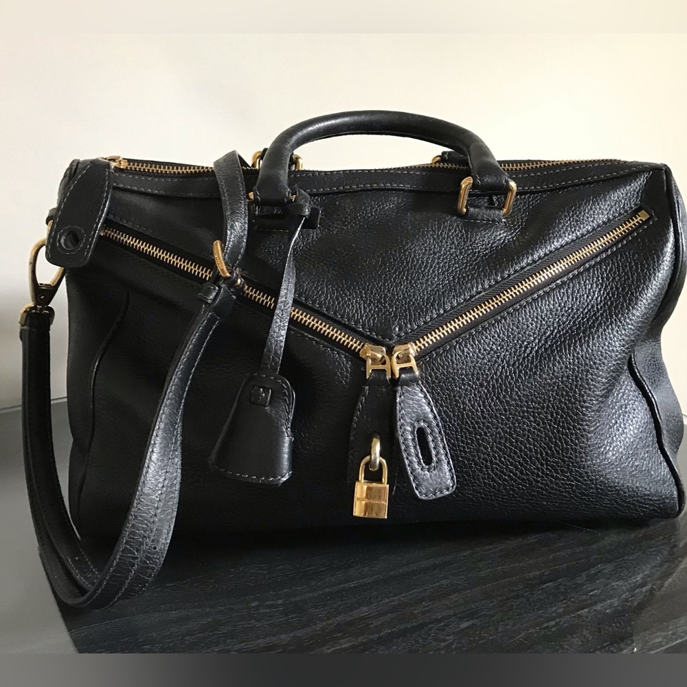 Dolce & Gabbana Black Textured Bag with Gold Hardware